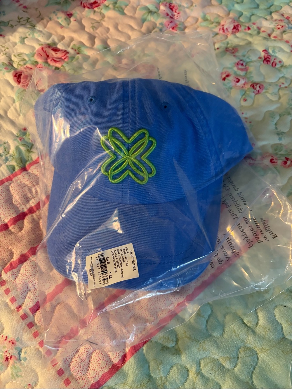 Lilly Pulitzer Blue Cotton Hat with White Detail